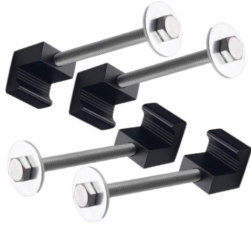 JGR Pickup Truck Tool Box Tie Downs Aluminum J Hook Crossover 4 Pack, Black - Image 2